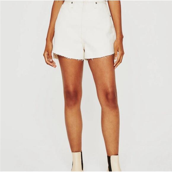 AG Adriano Goldschmied Renn Revival Cutoff Denim Shorts, Cream, Size 31 - Picture 1 of 10